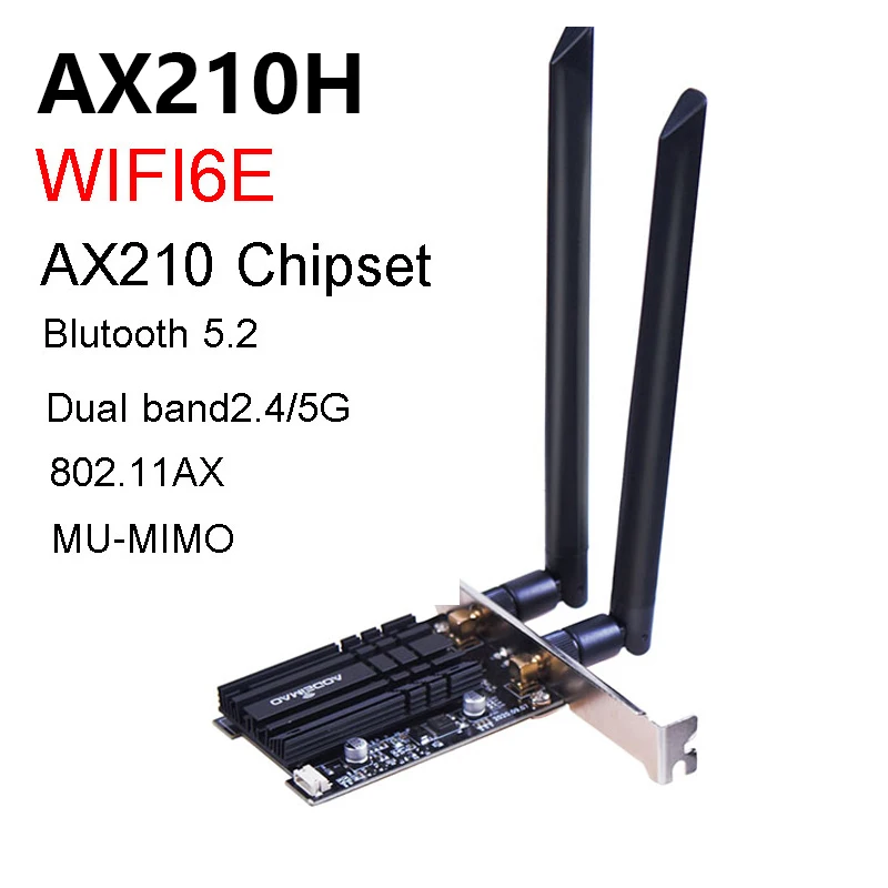 Двухдиапазонный Wi-Fi-адаптер Wifi6E Intel AX210 PCI-e 2 4 ГГц/5 ГГц 1/802 AC/ax Bluetooth 5 AX210NGW Wi-Fi-карта