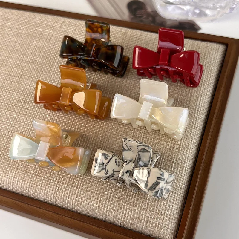 Заколка для волос в стиле ретро с милым бантом из ацетата