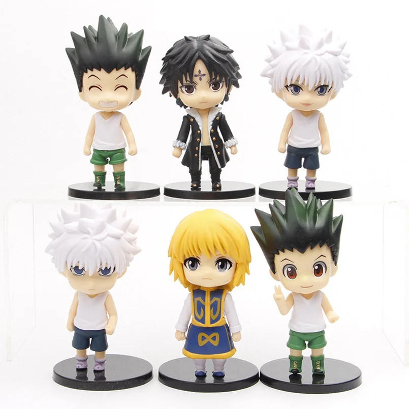 

6pcs Q version HUNTER×HUNTER Figure GON FREECSS Killua Zoldyck Kurapika Leorio Paladinight PVC Action Figure model toys