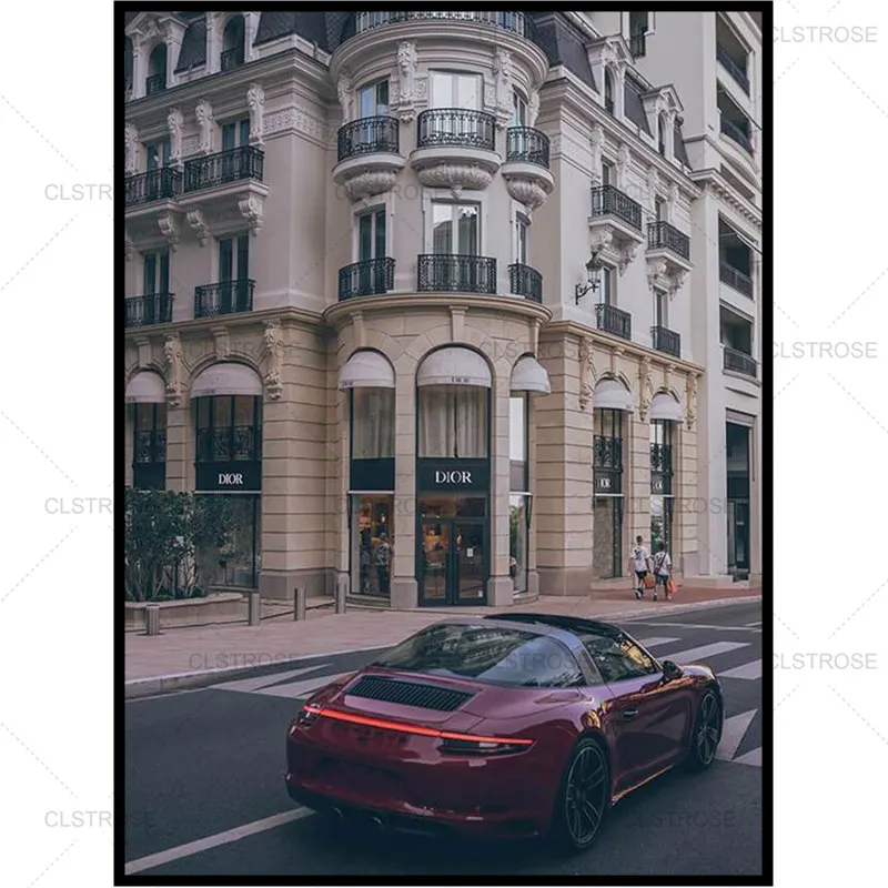 Роскошный модный постер для спортивного автомобиля, скандинавский пейзаж во французском уличном стиле, Картина на холсте, современное настенное искусство, картина для украшения гостиной