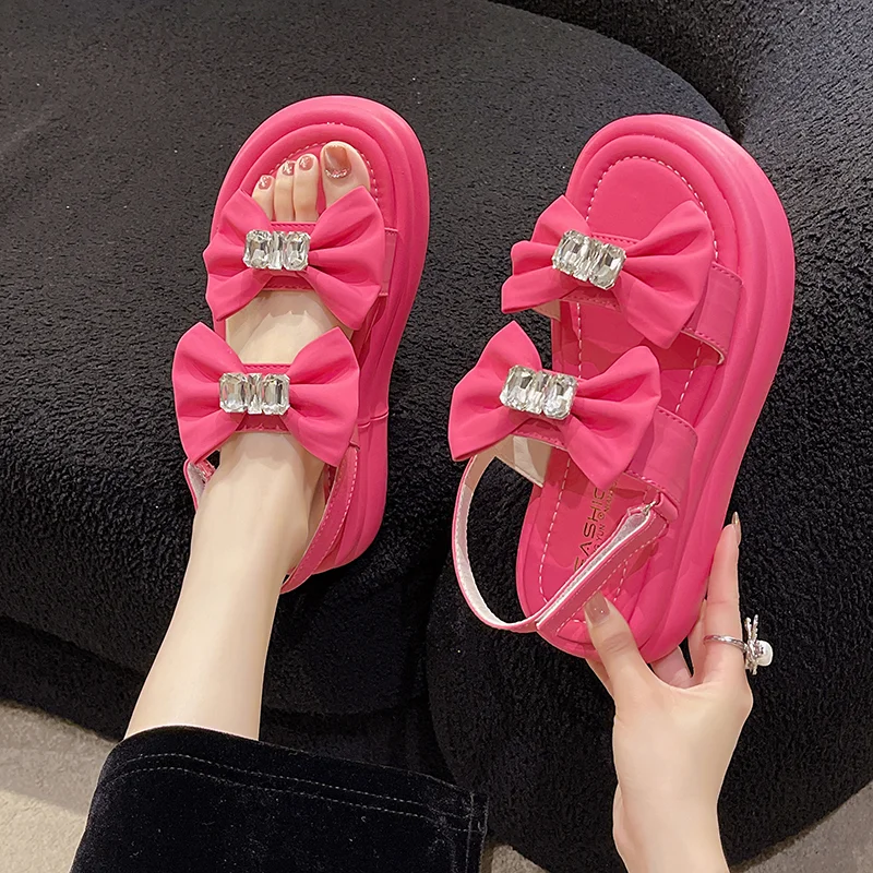 

2023 New Fashion Bowknot Platform Sandal Women Slippers Summer Indoor Outdoor Flip Flops Beach Shoe Home Non-slip Slippers