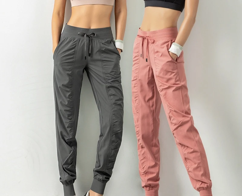 Sport Pants Thin Section Loose Drawstring Pure Color Trousers Women Fitness Running High Waist Leisure Yoga Pant new