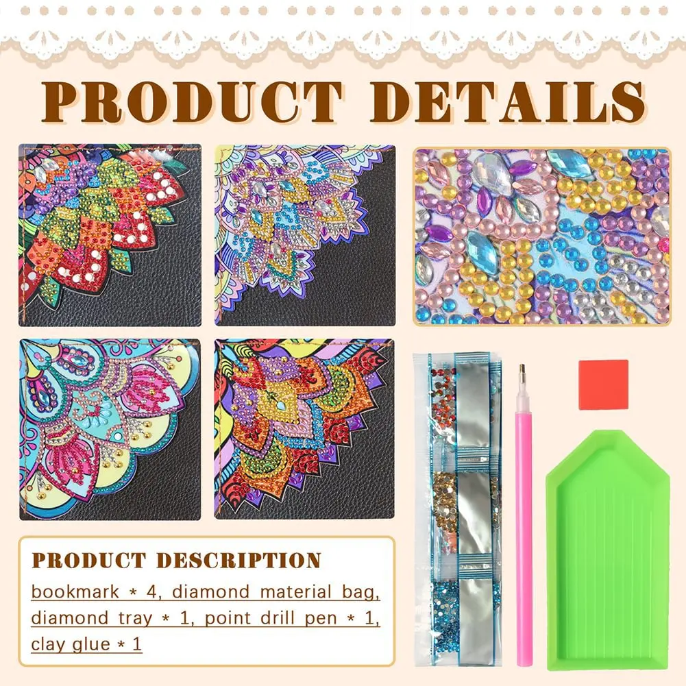 4 шт. алмазная живопись обертка углы закладка кожаный материал ручная работа