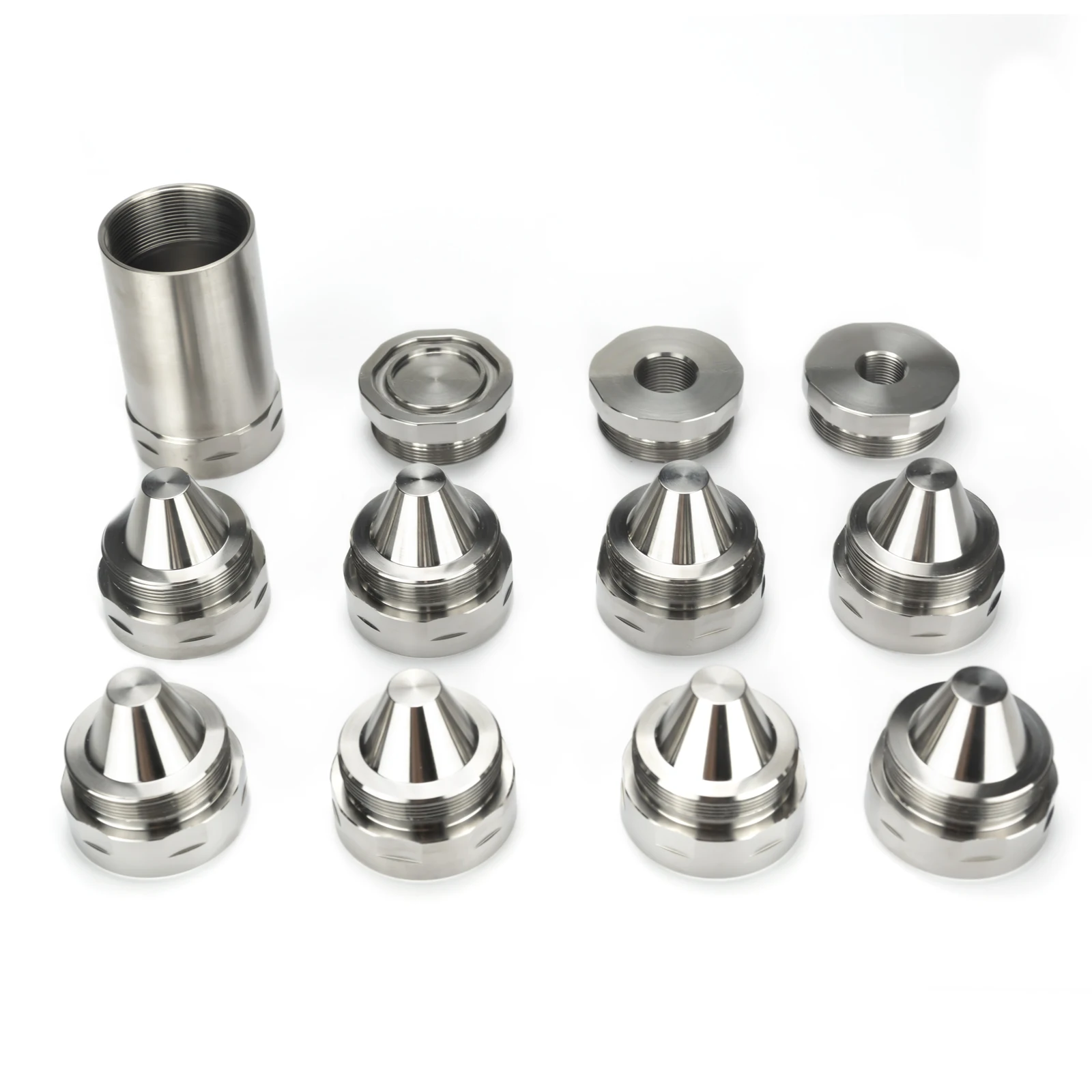 

7"L 1.5''OD Titanium GR5 Dodecagonal Modular Solvent Cleaning Tube 1.375x24 MST 8x Screw Cone Cups with 1/2x28+5/8x24 End Caps
