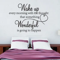wake up wonderful wall stickers parlor background bedroom home decor removable english proverbs poster