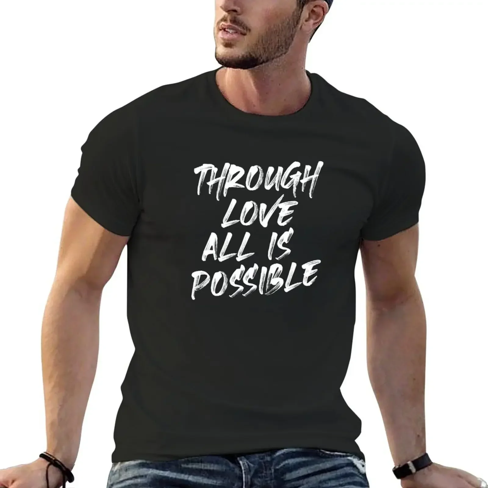 Футболка Crescent CIty Through Love All Is Possible с цитатой футболки одежда в стиле хиппи