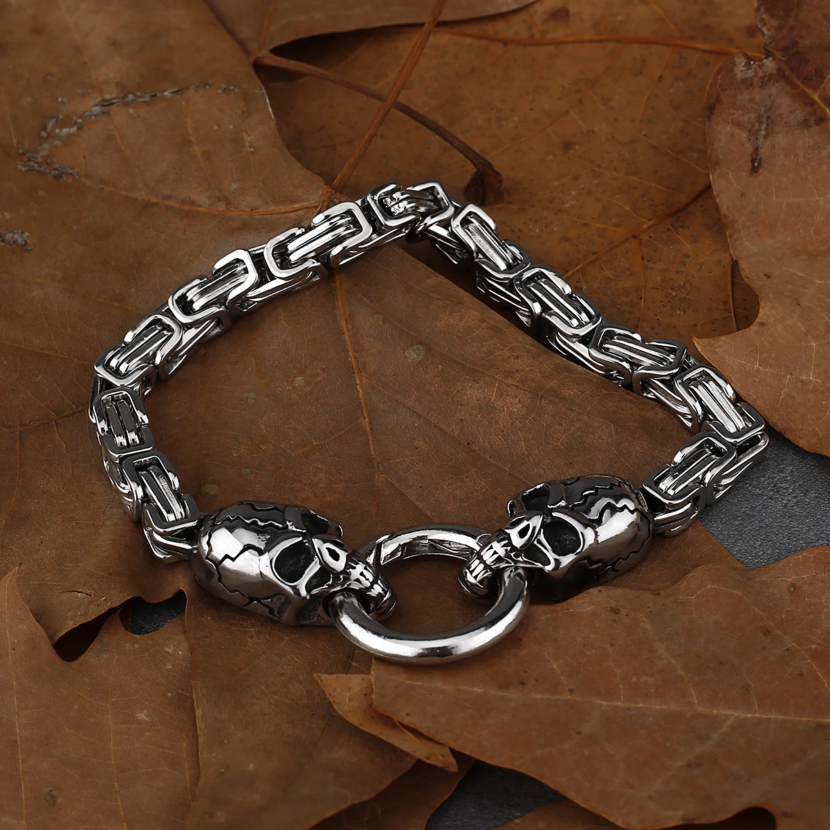 Мужской браслет из нержавеющей стали с черепом модный уличный в стиле хип-хоп для