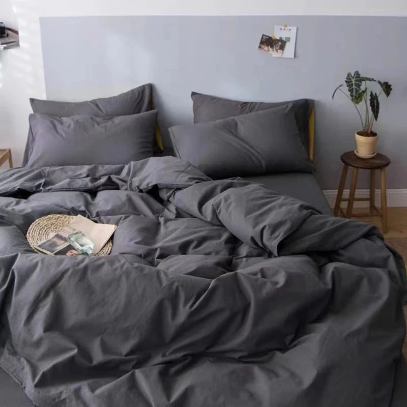 

Grey Bedding Set Solid Color Boys Flat Sheet Duvet Cover No Filling Pillowcase Bed Linens Polyester Twin Queen Size 200x200