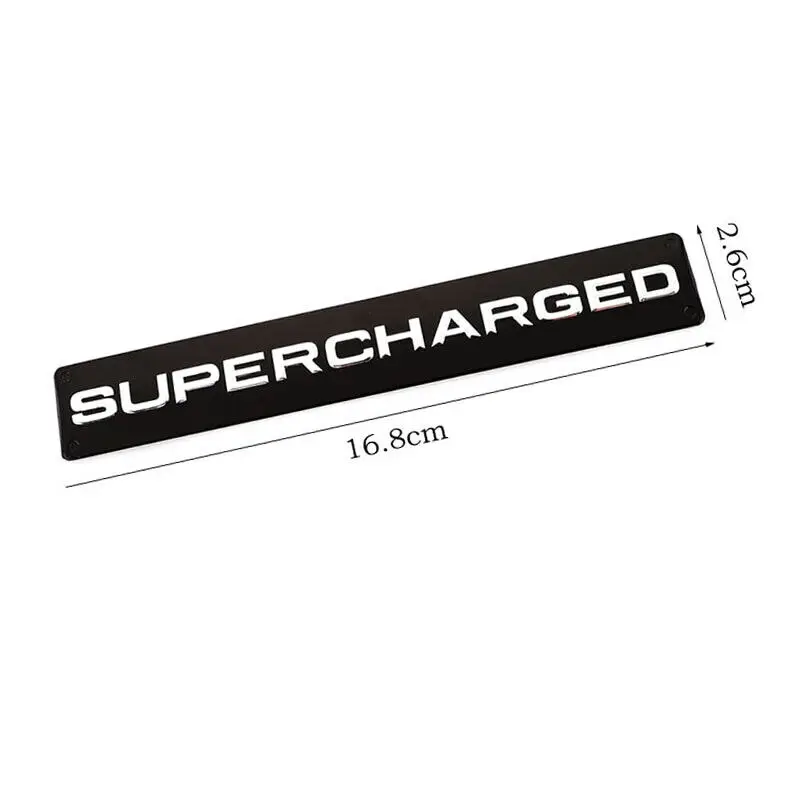 

Aluminum Black/Silver SUPERCHARGED Logo Emblem Car Rear Trunk Sport Badge Car Sticker Accessories