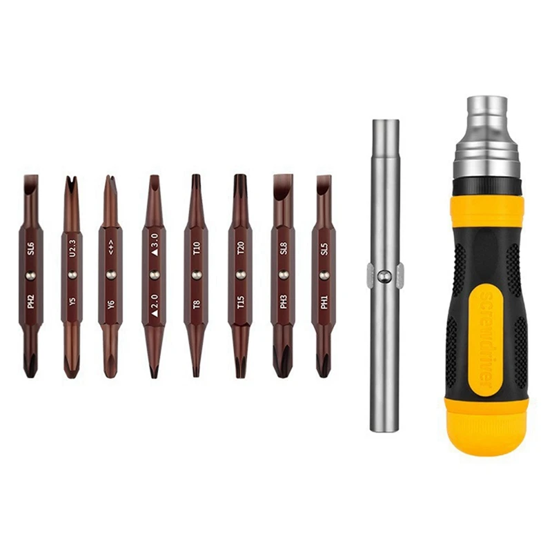 

Набор отверток с храповым механизмом из ПП + ТПР + металл 19 в 1 многофункциональные ручные инструменты для обеспечения безопасности и обслуживания