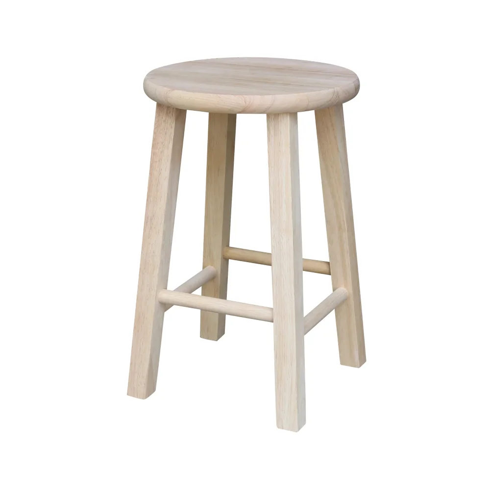 

International Concepts Wood Round Top Stool - 18" Seat Height - Unfinished Counter Stool Bar Stools for Kitchen