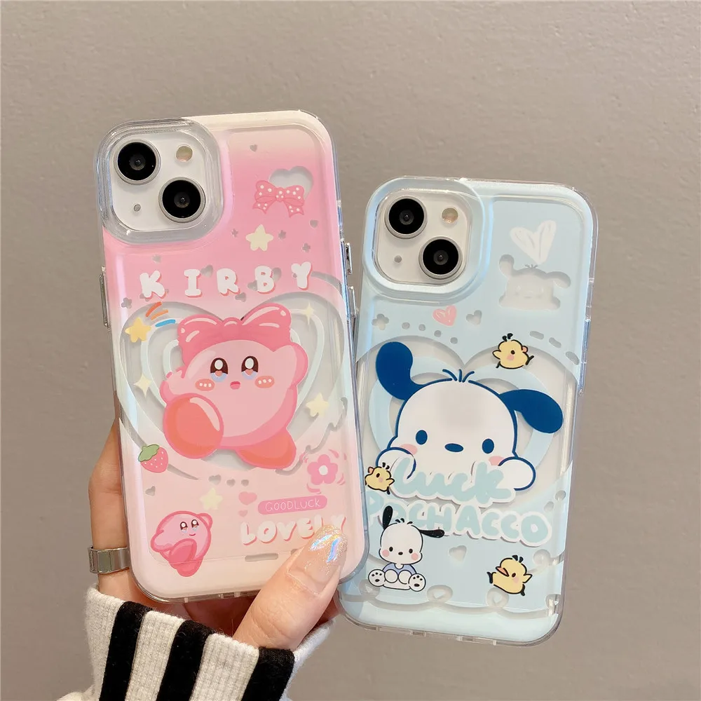 

Cartoon Sanrio Pochacco Phone Case Kirby Transparent Case Suitable for Iphone 14Pro Max Apple 13 Phone Case 11 New 12 Hard Case