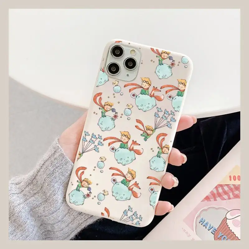 

The Little Prince Starry Sky Phone Case for iPhone 11 12 13 Mini Pro Xs Max 8 7 6 6S Plus X XR Solid Candy Color Case