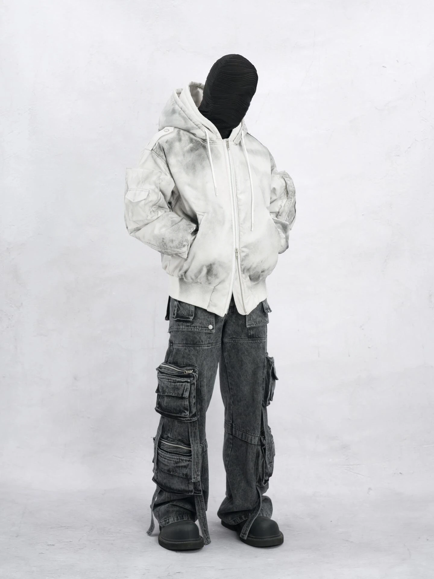 Кожаная куртка с капюшоном и карманами размер S - XXXL цвет в ассортименте