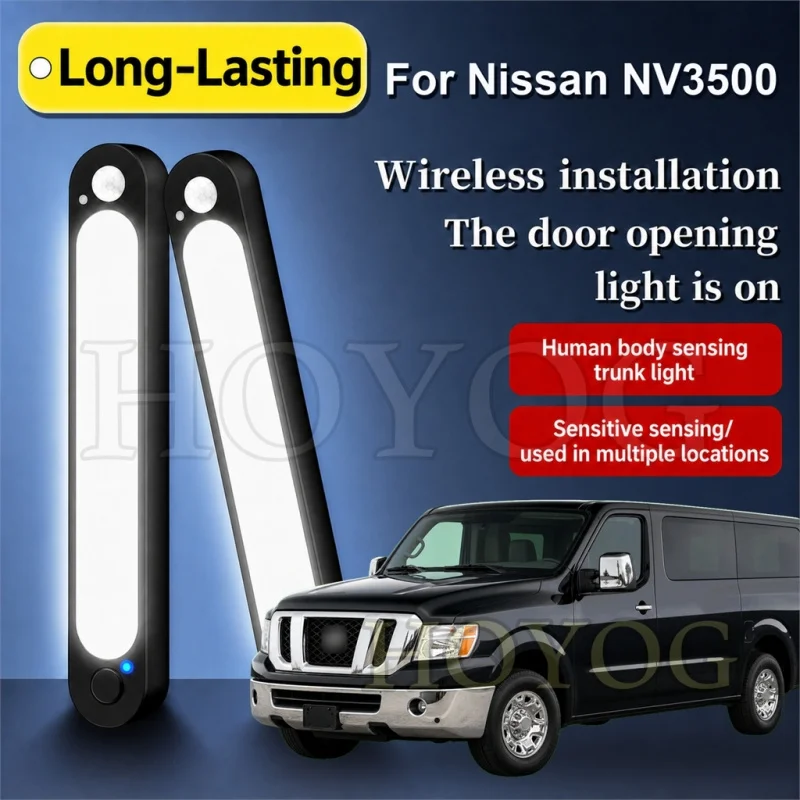 Фото Светодиодная лампа для багажника Nissan NV3500 2012-2021 с датчиком движения, магнитным креплением, для освещения грузового отсека и салона фургона. №1