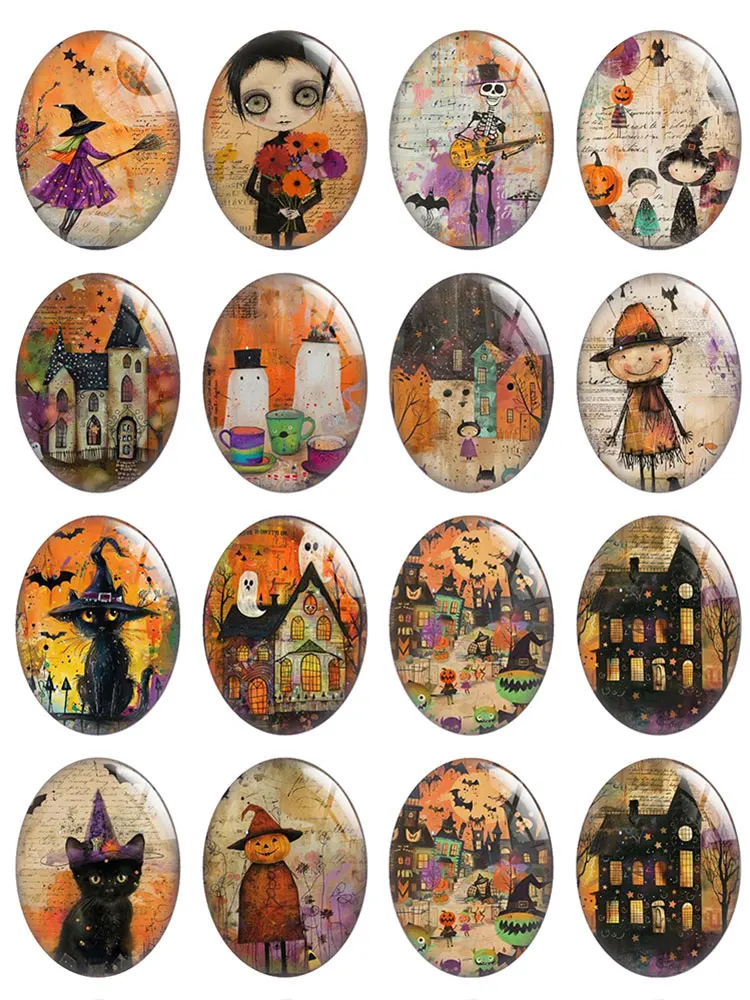 10 шт./лот Хэллоуин ведьма пучук череп охотничий дом привидение Овальный фото