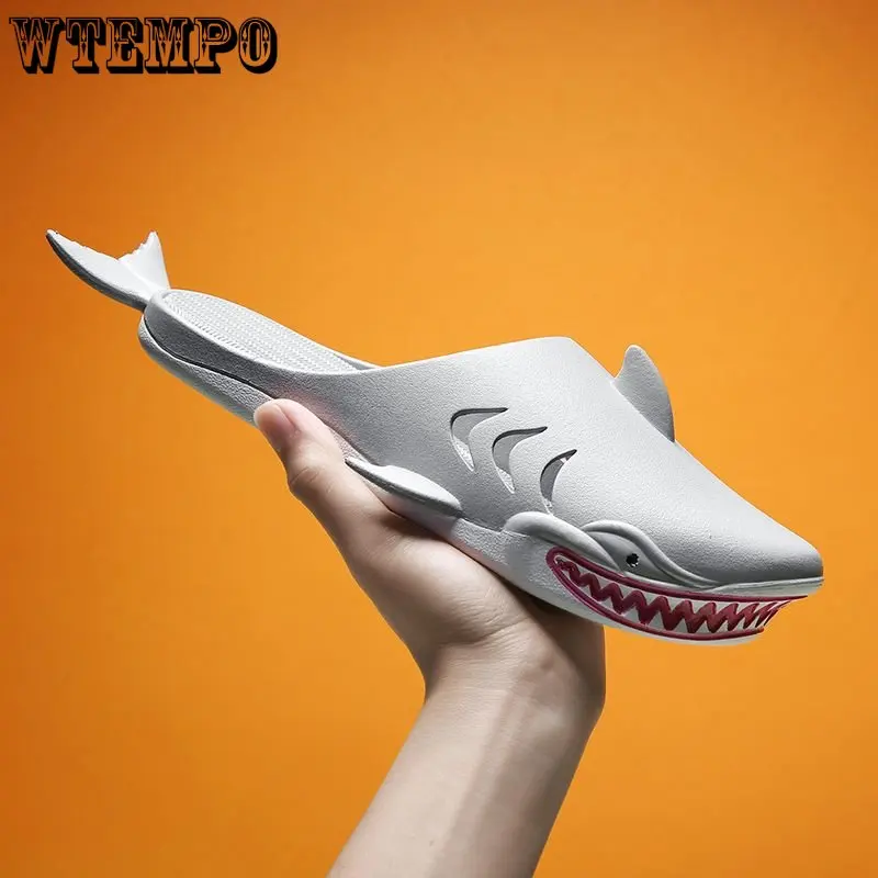 

WTEMPO Men's Shark Slippers Outdoor Flip Flops for Man Clapper Bathroom Platform Sandals Summer Cloud Slipper EVA Slides Shoes
