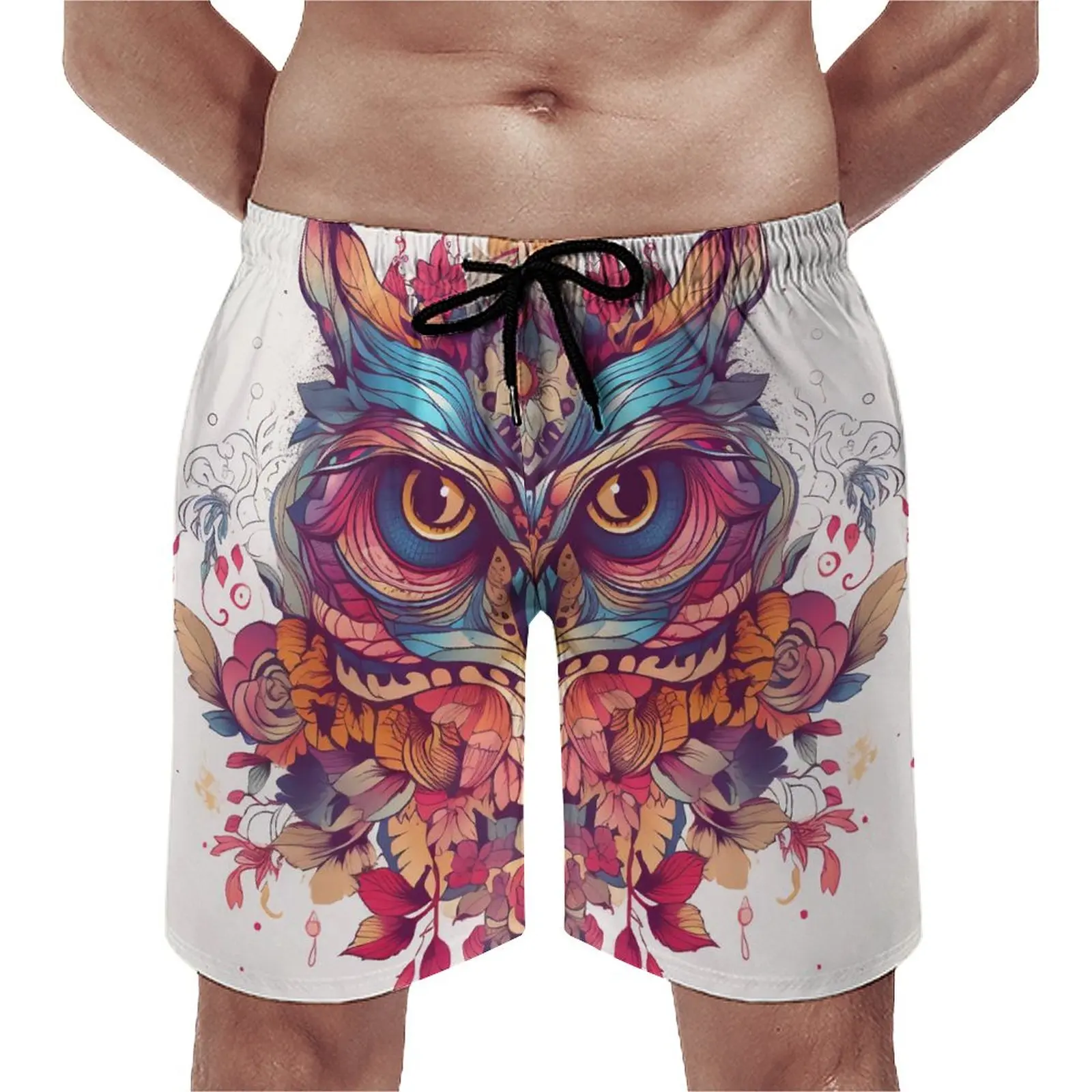 

Summer Board Shorts Owl Sports Surf Floral Mandala Printed Beach Short Pants Fashion Quick Dry Swimming Trunks Plus Size