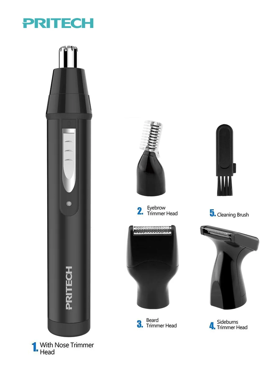 

Pritech 4 In 1 Rechargeable Nose Hair Beard Trimmer For Men Micro Shaver Eyebrow Nose Hair Trimmer For Nose And Ear Cleaner Set
