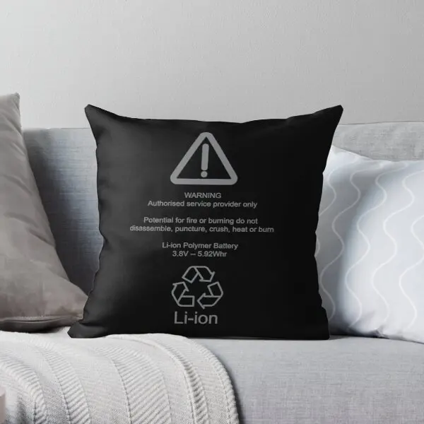 

Bulging Lithium Ion Battery Warning Printing Throw Pillow Cover Soft Fashion Sofa Cushion Home Anime Square Pillows not include