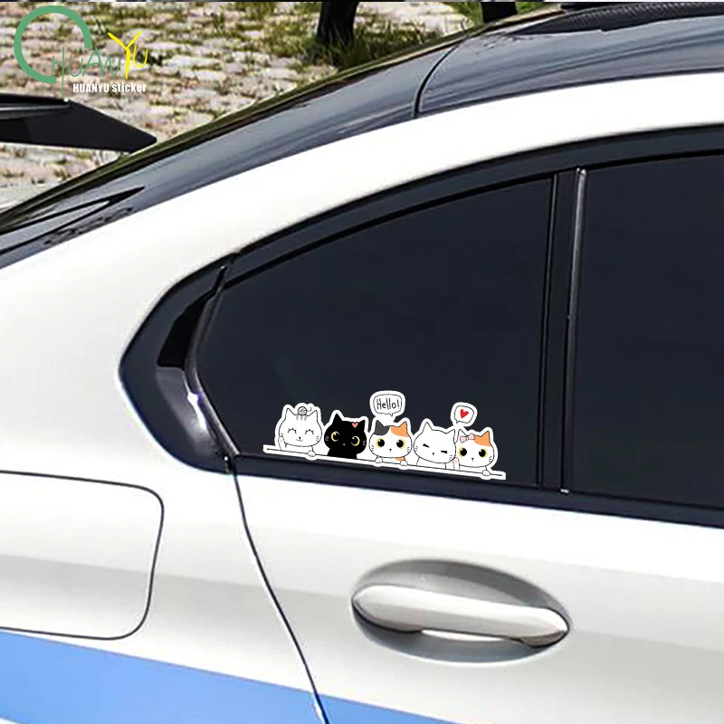 Автомобильная наклейка милый мультяшный Кот виниловые наклейки