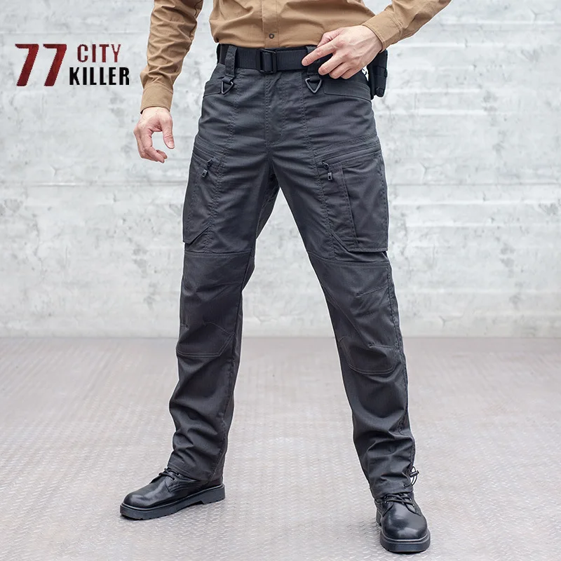 77City Killer IX7 Ripstop Tactical Pants Men Army SWAT Elasticity Waterproof Trousers Men Multi-pocket Mens Joggers Size S-4XL