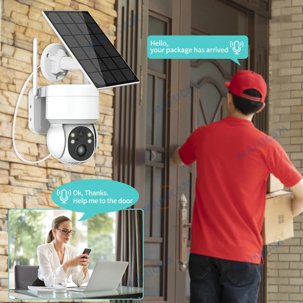 2K 4MP WiFi Solar Camera Outdoor PTZ IP Camera With Solar Panel Recharge Battery CCTV Surveillance Cameras PIR Human Detection images - 6
