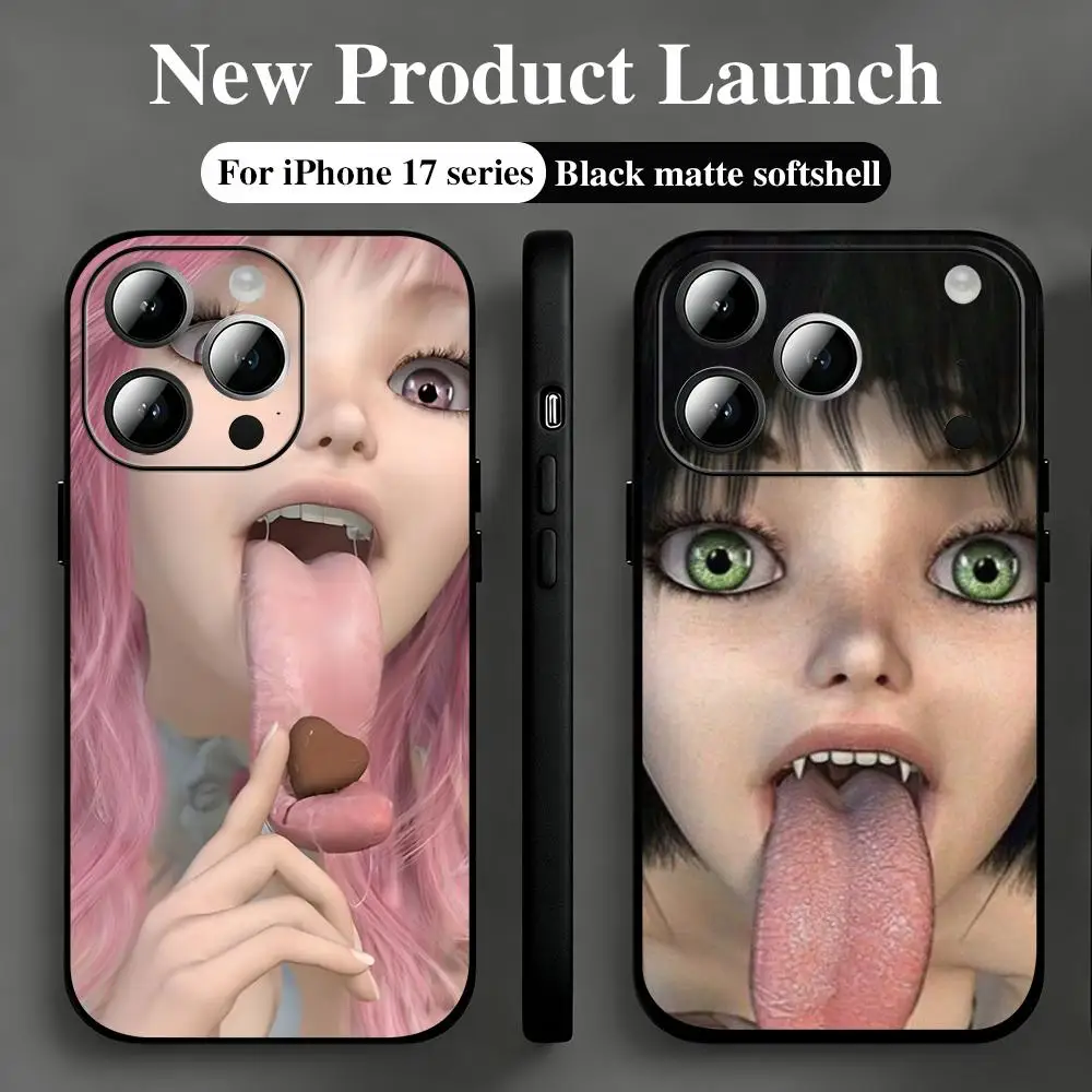 Фото Clmj Cool Girl Punk Y2K   Phone Case Soft black Shockproof Cover For iPhone17 16 16e 15 14 13 12Plus Mini Pro Max №1