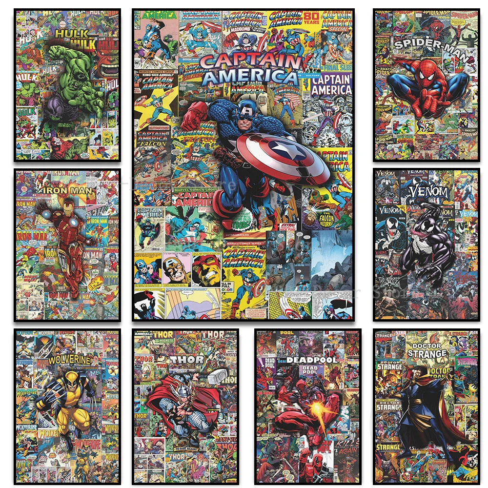 Marvel Мстители планшетофон железный человек Халк Капитан Америка холст живопись