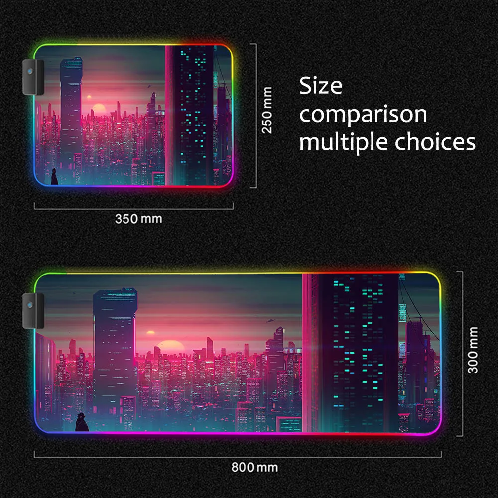 Игровой коврик для мыши Sunset City HD обои RGB размер XXL настольный мини-ноутбук со