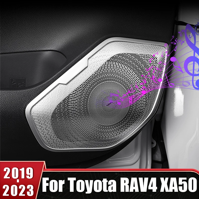 

Stainless Steel Door Loudspeaker Audio Speaker Cover Trim Stickers For Toyota RAV4 XA50 2019 2020 2021 2022 2023 Car Accessories
