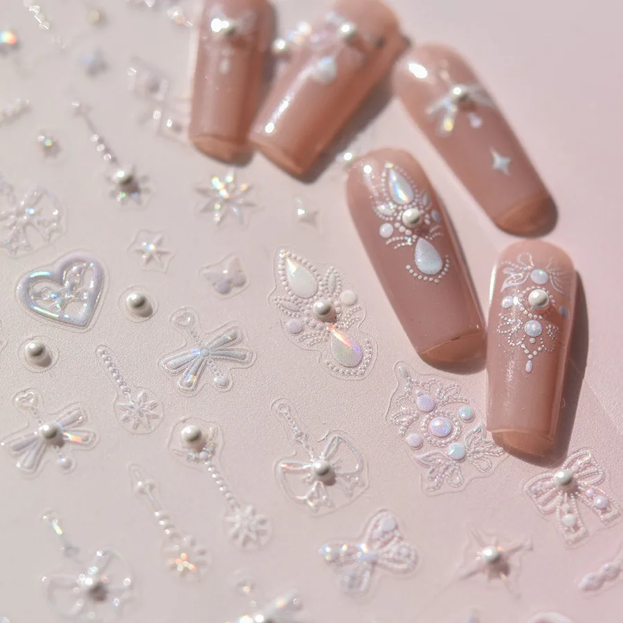 1 шт. лазерные наклейки для ногтей лука звезда луна жемчуг тотем сердце