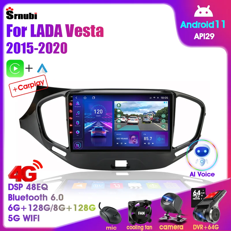 Автомагнитола для LADA Vesta Cross Sport 2015-2019 Android 11 мультимедийный проигрыватель 2din
