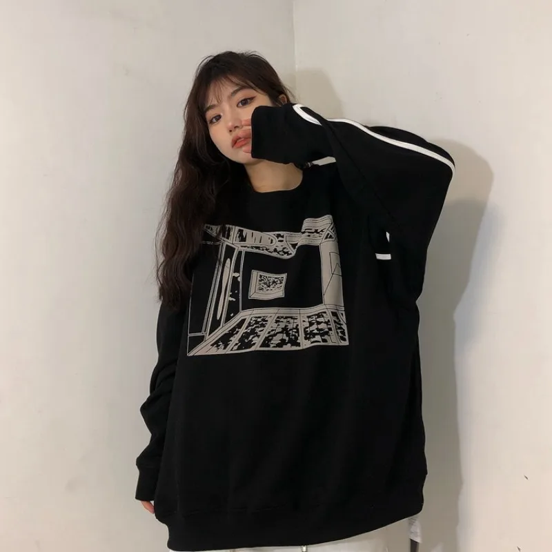

CAVEMPT C. E White Thread Black Pullover Men's and Women's 20AW Japanese Fashion Brand Long Sleeve Loose Hoodie