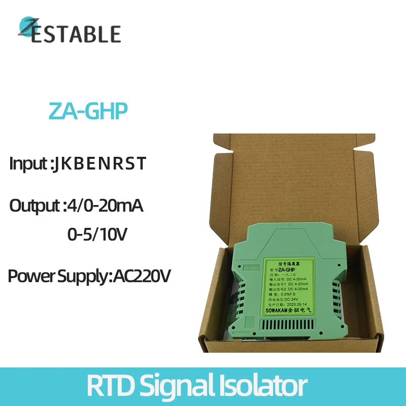 

0-1300 ℃ Преобразователь температуры ZA-GHP 4-20 мА 0-5 В аналоговый выход DC 220 В источник питания термопара датчик температуры
