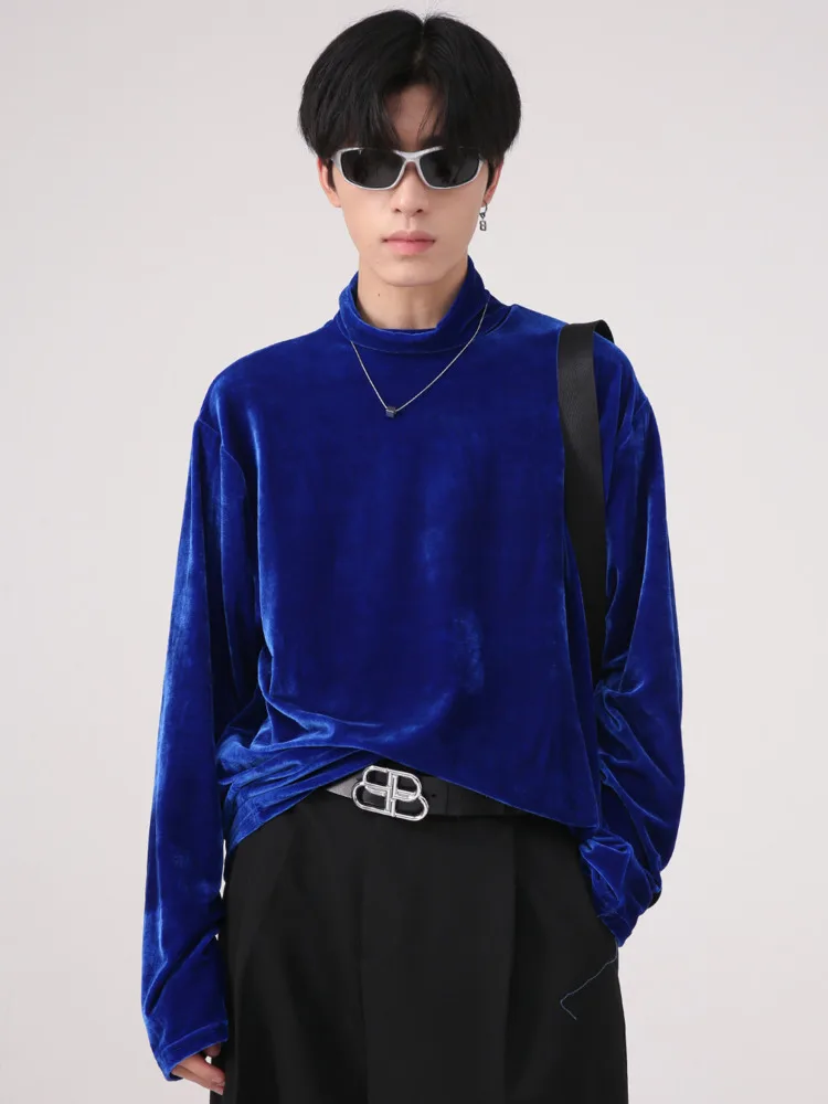 

Мужская одежда SYUHGFA с длинным рукавом, бархатная водолазка, осень 2022, Корейская уличная одежда, однотонные футболки для мужчин