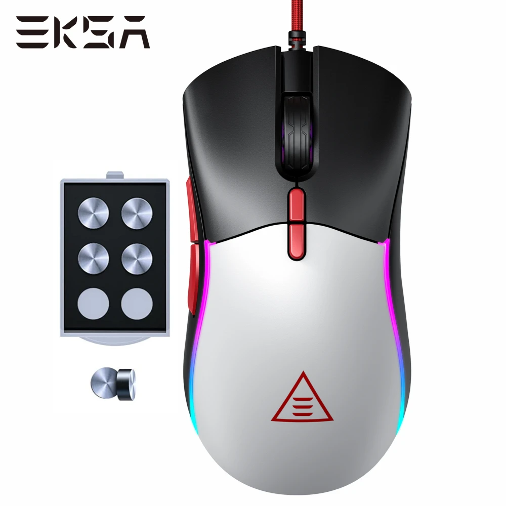 

New EKSA EM200 RGB Gaming Mouse Gamer 12000DPI USB Wired Programmable Gaming Mice 7 Buttons Tunable weights for PC with Spare