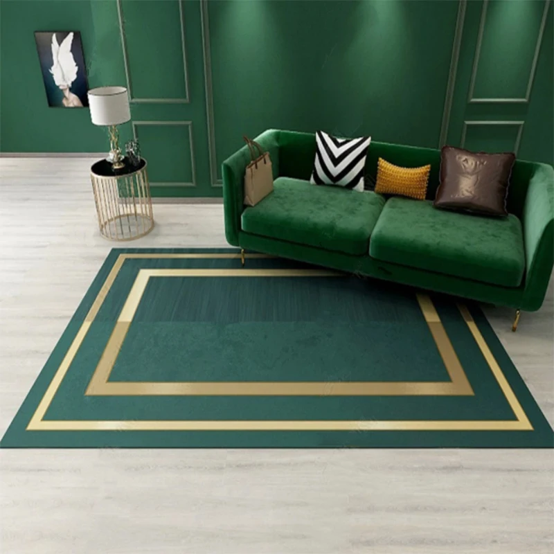 Light Luxury Green Living Room Carpet Nordic Modern & Minimalism Bedroom Full Wall Decompression Carpet American Dark Green