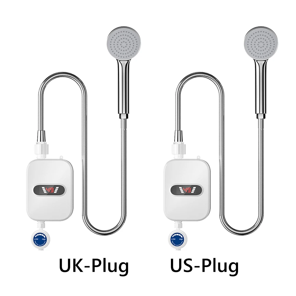 

Мгновенный водонагреватель для душа, водостойкий электрический водонагреватель из нержавеющей стали 304 для душа с быстрым нагревом и ЖК-дисплеем для отеля