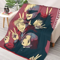 jujutsu kaisen team pop art throws blankets collage flannel ultra soft warm picnic blanket bedspread on the bed
