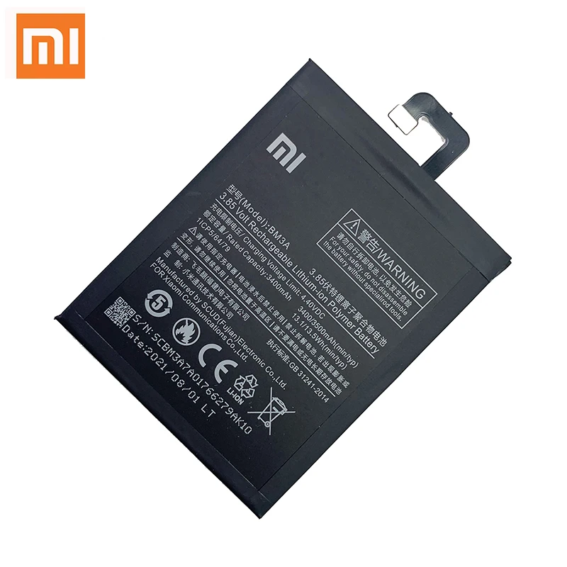 xiao mi original phone battery bm3a for xiaomi mi note 3 note3 replacement battery 3400mah high capacity phone batteries free global shipping
