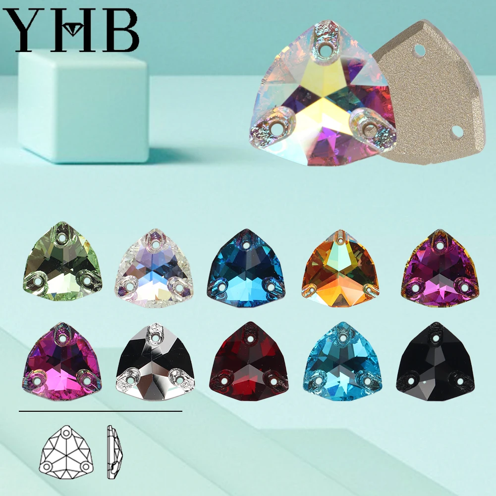 YHB Najwyższej jakości Fat Trilliant Glass Siam Crystal AB Kamienie do szycia Flatback Sew on Rhinestones For Garment Clothes Bags