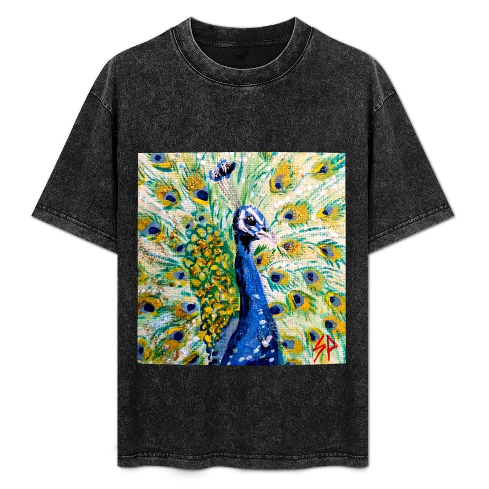 Футболка с павлином синяя блузка замком роскошные дизайнерские простые черные