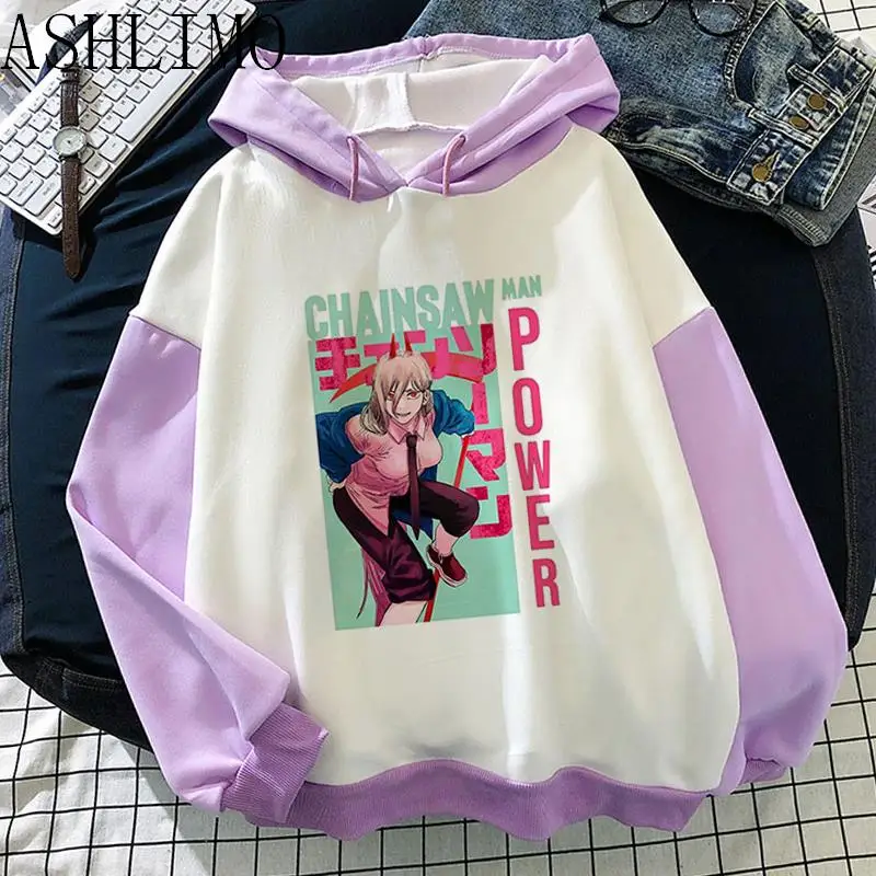 

2022 New Winterwomen Pullover Sweatshirt Anime Chainsaw Man Hoodies Women Y2k Aesthetic Korea Style Patchwork Oversized Harajuku