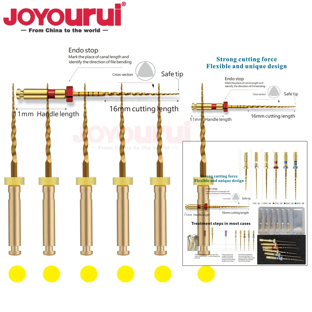 JOYOURUI Золотые эндофайлы для стоматологического двигателя 6 шт.