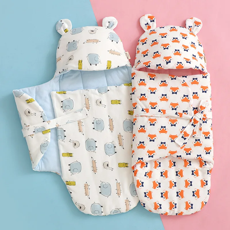 Cotton Cartoon Baby Sleeping Bags Winter Newborn Baby Wrap Blankets Envelope For Newborn Sleepsack Thick Cocoon for Baby 0-12M
