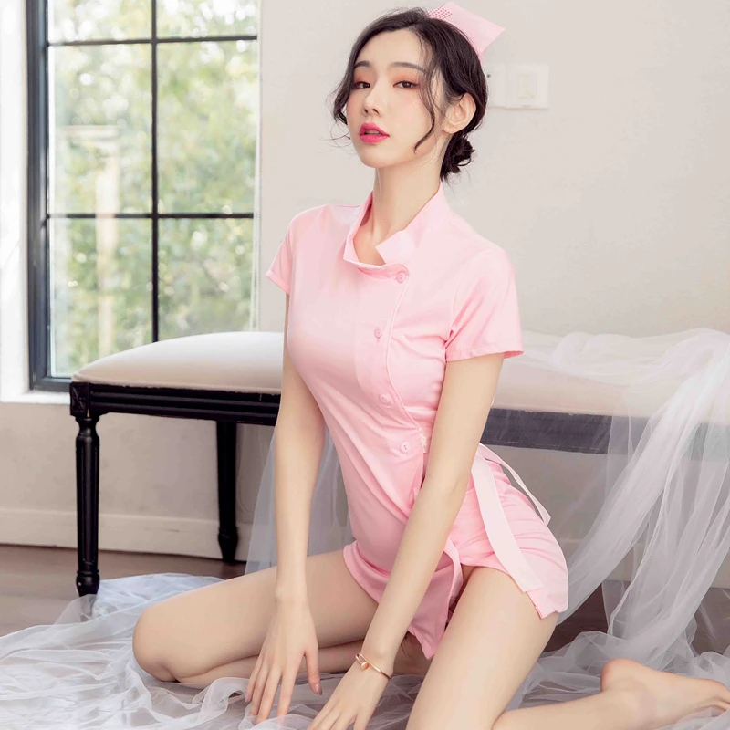 

Women Sexy Nurse Uniform Role Play Sexual Interest Lingerie Hot Babydoll Pink Skirt Cosplay Nightwear Erotic Underwear Ladies
