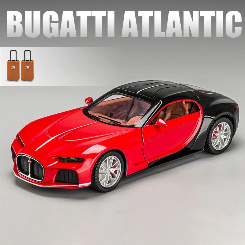 

Модель автомобиля Bugatti Atlantic в масштабе 1:24, игрушечный автомобиль из сплава, литой металлический автомобиль со звуком светильник, игрушки дл...