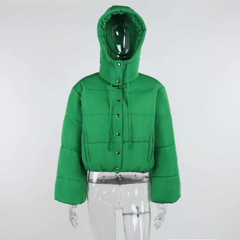 Winter Jacket Women Quilted Oversized Parkas 2022 New Fashion Army Green Warm Single Breasted Button Loose Cotton Padded Coat