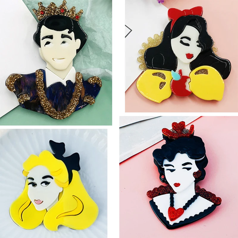 

2022 Original Unique Acrylic Brooch Pins for Girls Boys Funny Prince/Princess Pattern Backpack Badge Pin Party Dress Decoration
